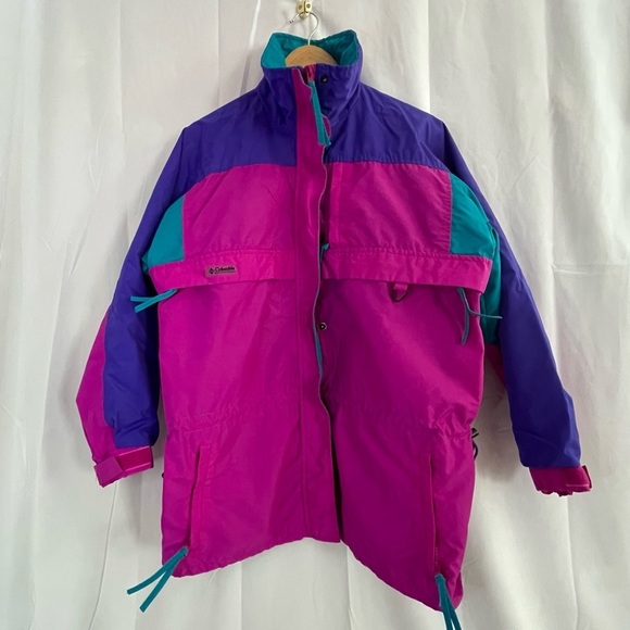 Columbia Jackets & Blazers - 🪩🦄⛷️Vintage Columbia Jacket neon women’s Lg pink, teal, purple. Gizzmo neon